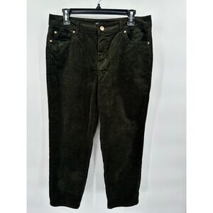 JNY Jones New York Womens‎ Corduroy Pants Olive Green Size 10 Straight Leg